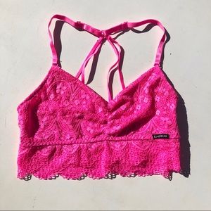 Bebe Hot Pink Lace Bralette Size Large